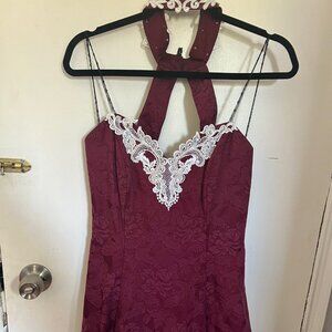 Vintage Roberta Mock-Neck Strapless Dress with Embroidered Collar - Size 9/10
